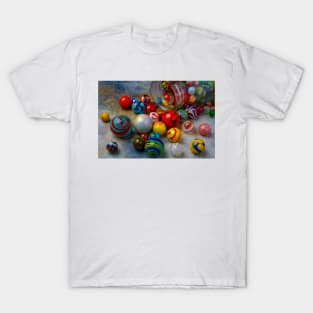 Old Glass Jar With Spilling Marbles T-Shirt